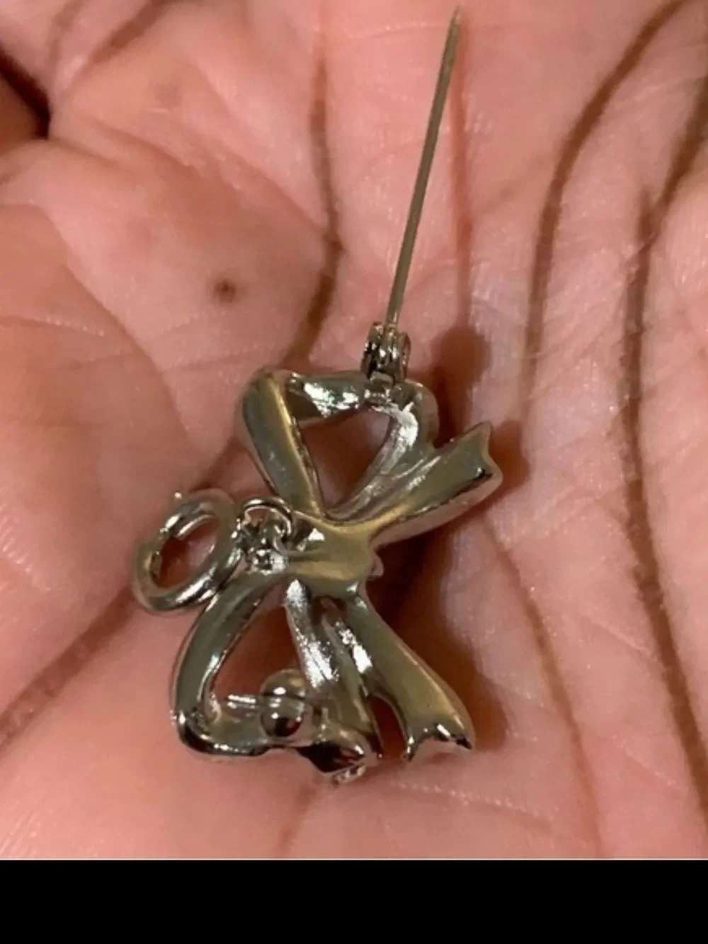Crystal Bow Pin Brooch With Clip